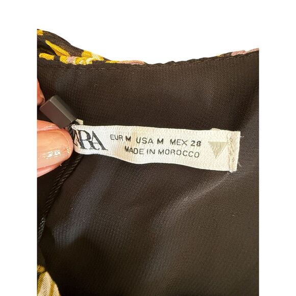 Zara Women's Sexy Floral One Shoulder‎ Whimsigoth Boho Gathered Mini Dress M - Picture 10 of 16